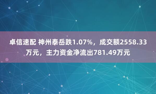 卓信速配 神州泰岳跌1.07%,成交额2558.33万元,主力资金净流出781.49万元